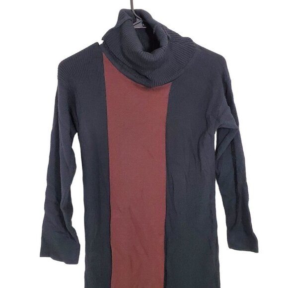 Kuit Kuit Cowl Neck Sweater Dress‎ Navy Red Colorblock Womens XS See-Through - Picture 6 of 9